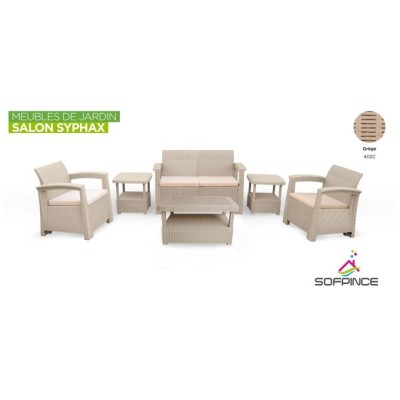 SOFPINCE Salon Jardin Syphax 4 Places Grège