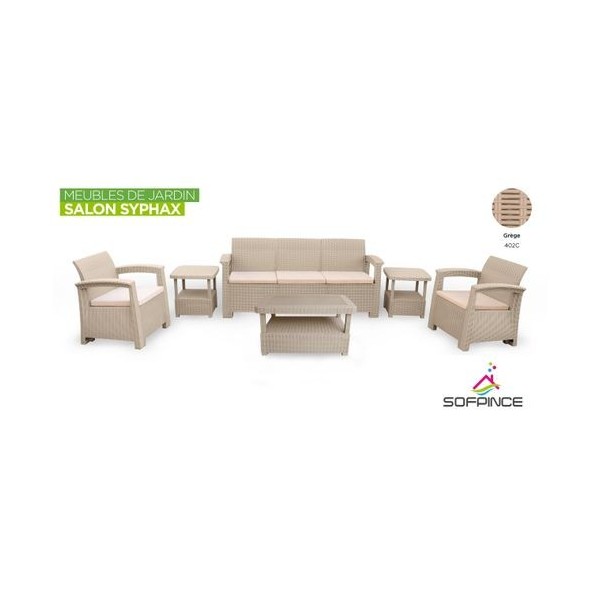 SOFPINCE Salon de jardin syphax 5 PLACES Grège