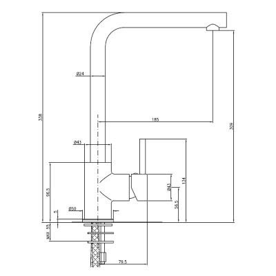 Mitigeur Evier Cuisine, AP 7730 B, Noir, Tunisie