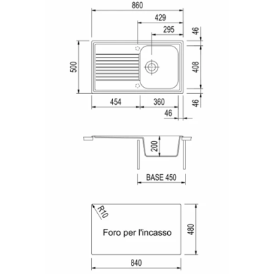 Evier un seul bac plus egoutoir Plados Atlantic PL0861 UG58 Tunisie