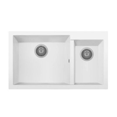 Évier à 2 bacs sans égouttoir, One ON8620 UG58 86 x 50 cm, Blanc Tunisie