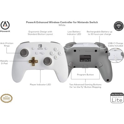 Manette sans fil Power A Nintendo Switch White Tunisie