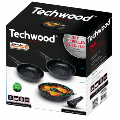 Set de 3 poêles Techwood TP6-PO2468 Tunisie